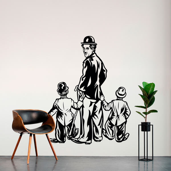 Wall Stickers: Charles Chaplin with two children 0