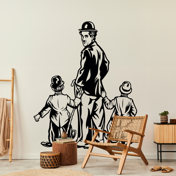 Wall Stickers: Charles Chaplin with two children