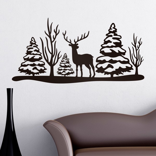 Wall Stickers: Deer in Christmas landscape