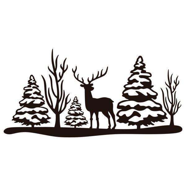 Wall Stickers: Deer in Christmas landscape