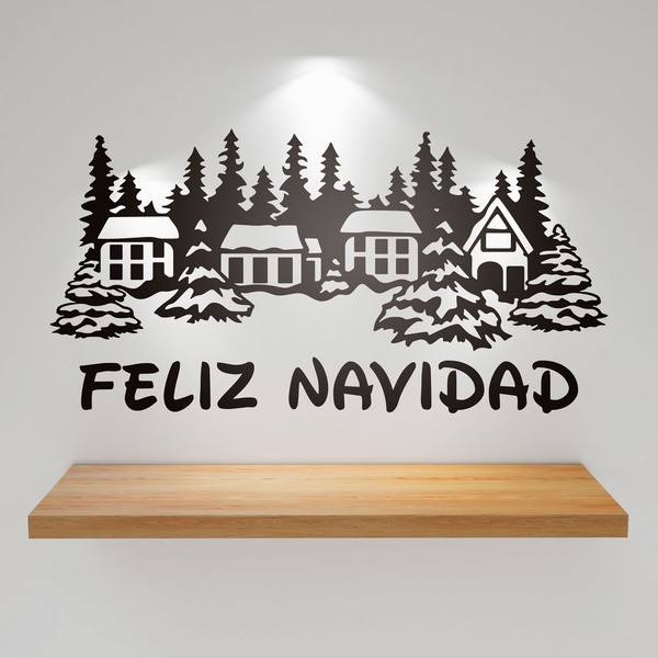 Wall Stickers: Snowy houses and Merry Christmas