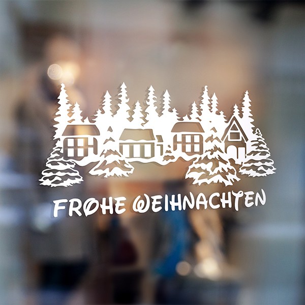 Wall Stickers: Frohe Weihnachten in snowy village