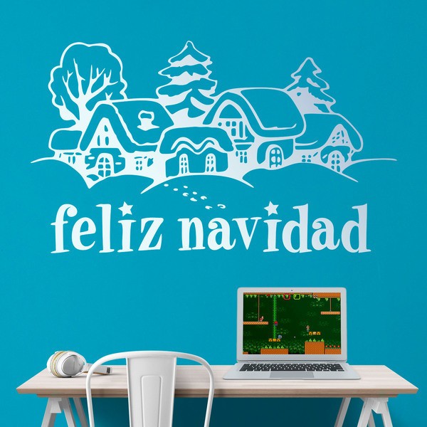 Wall Stickers: Snowy town and Merry Christmas