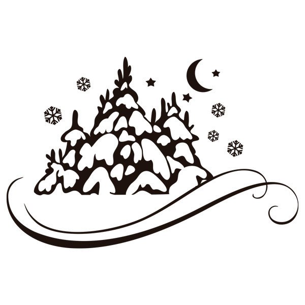 Wall Stickers: Snowy Forest, Moon and Stars