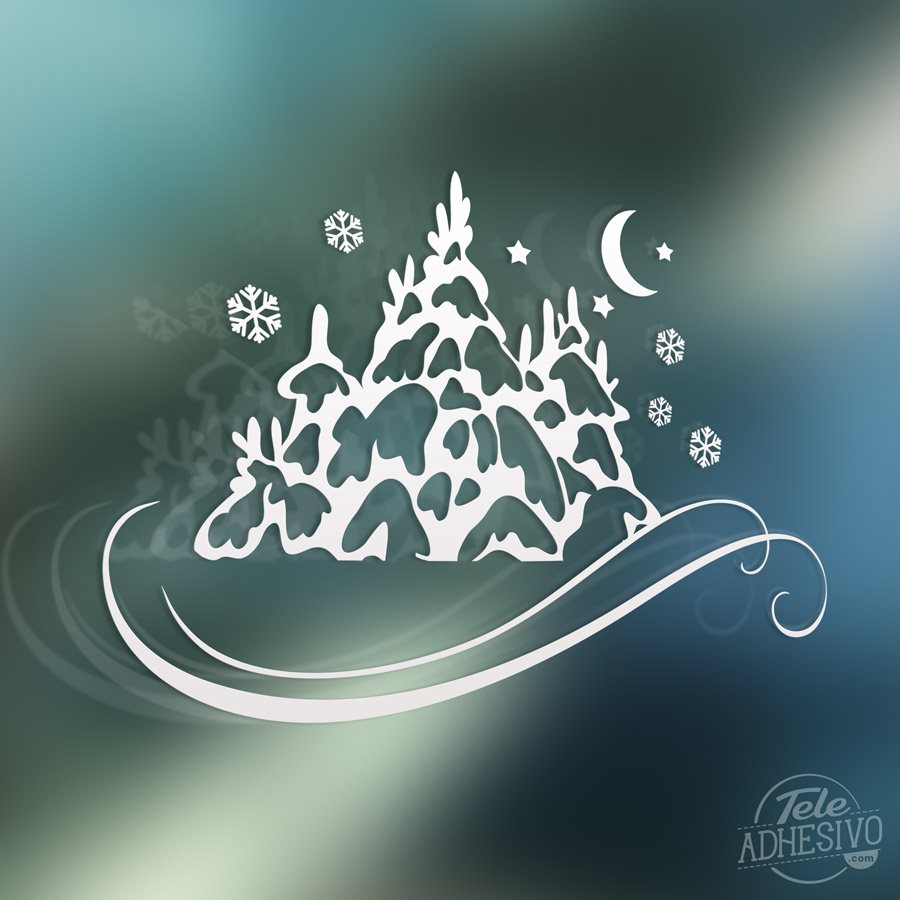 Wall Stickers: Snowy Forest, Moon and Stars