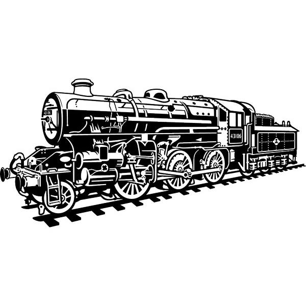 Black Steam Train Wall Sticker WS-41172 