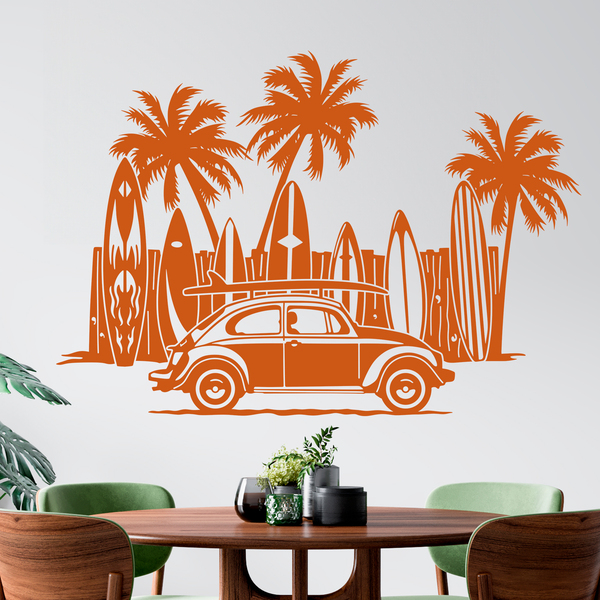 Wall Stickers: Volkswagen, surfboards and palm trees
