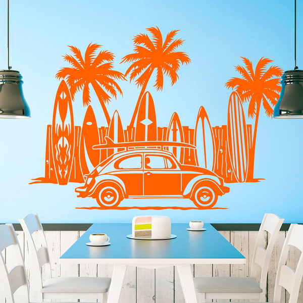 Wall Stickers: Volkswagen, surfboards and palm trees