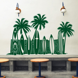 Wall Stickers: Palm trees and surfboards on the beach 3