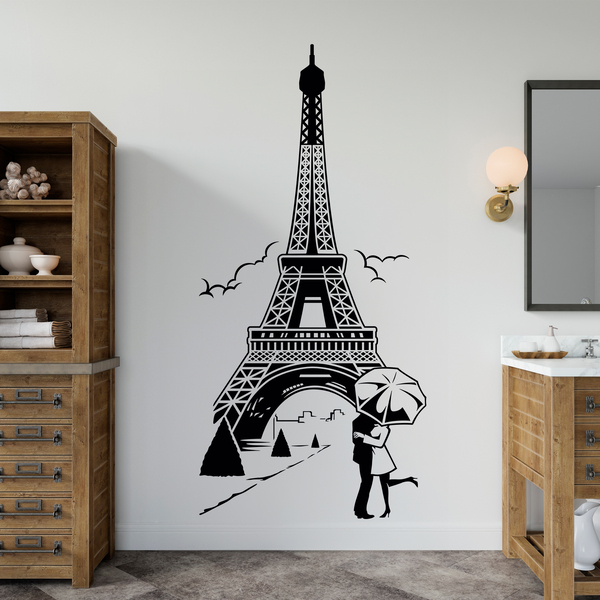 Wall Stickers: Lovers under the Eiffel Tower 0