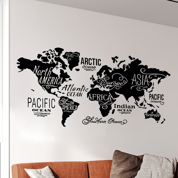 Wall Stickers: Map Mundi Oceans and Continents in english