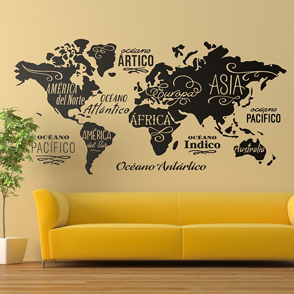 World map wall art stickers