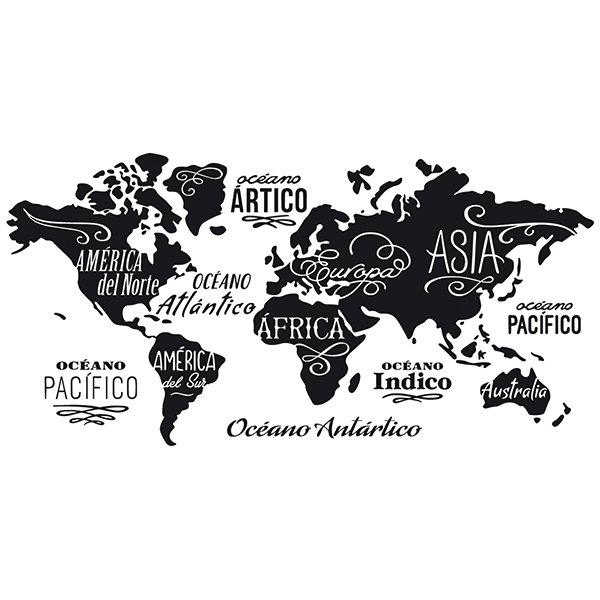 Wall Stickers: Map Mundi Oceans and Continents in spanish