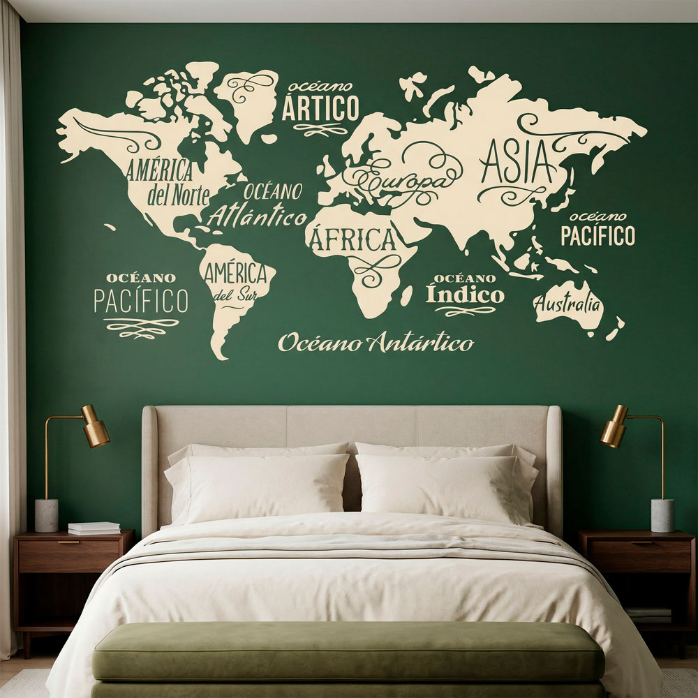 Wall Stickers: Map Mundi Oceans and Continents in spanish