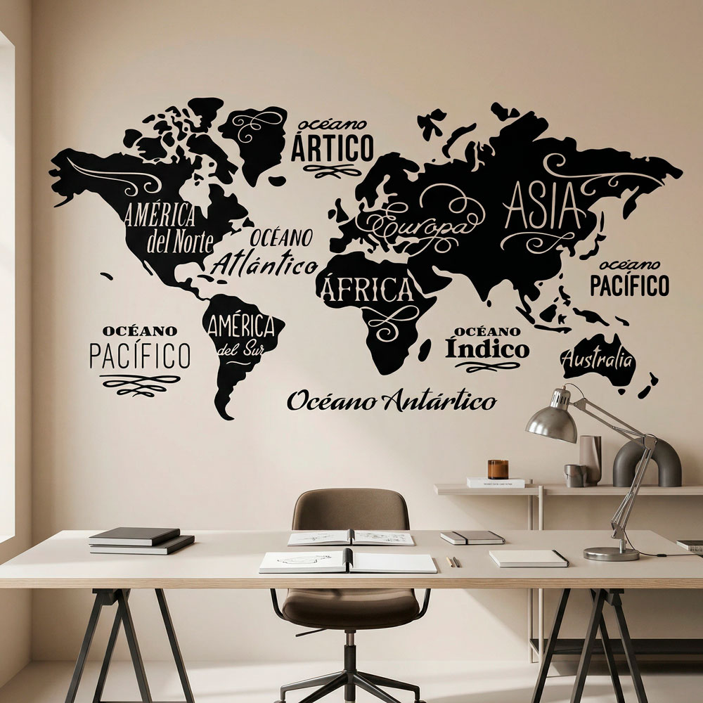 Wall Stickers: Map Mundi Oceans and Continents in spanish