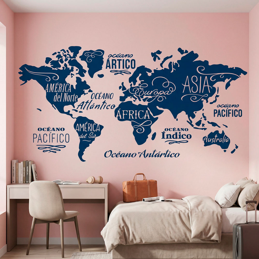 Wall Stickers: Map Mundi Oceans and Continents in spanish