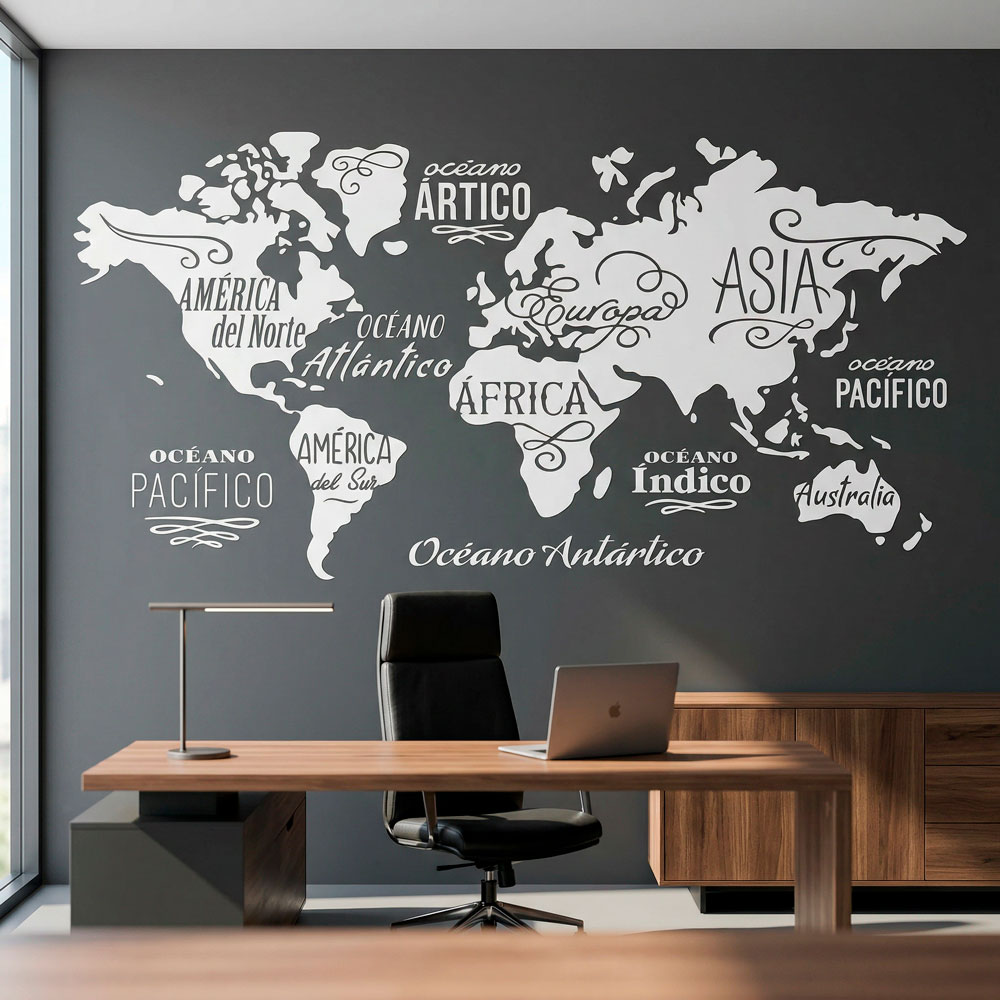 Wall Stickers: Map Mundi Oceans and Continents in spanish