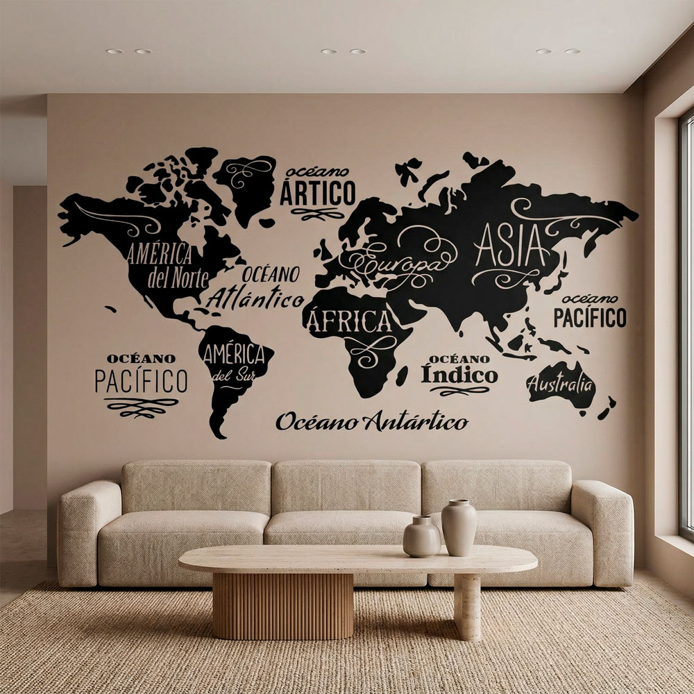Wall Stickers: Map Mundi Oceans and Continents in spanish