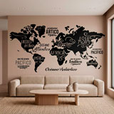 Wall Stickers: Map Mundi Oceans and Continents in spanish 15