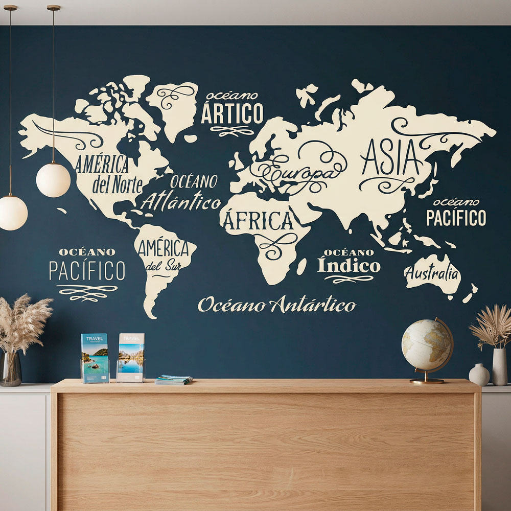 Wall Stickers: Map Mundi Oceans and Continents in spanish