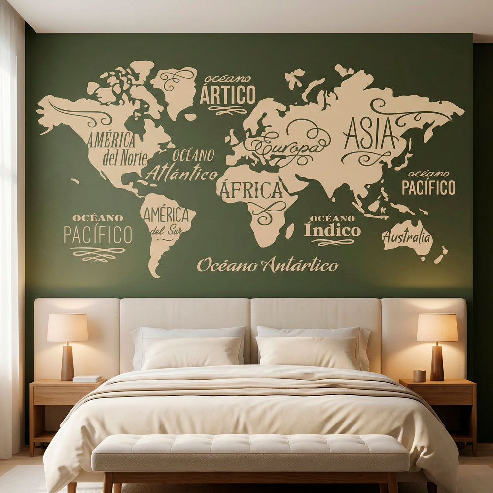 Wall Stickers: Map Mundi Oceans and Continents in spanish