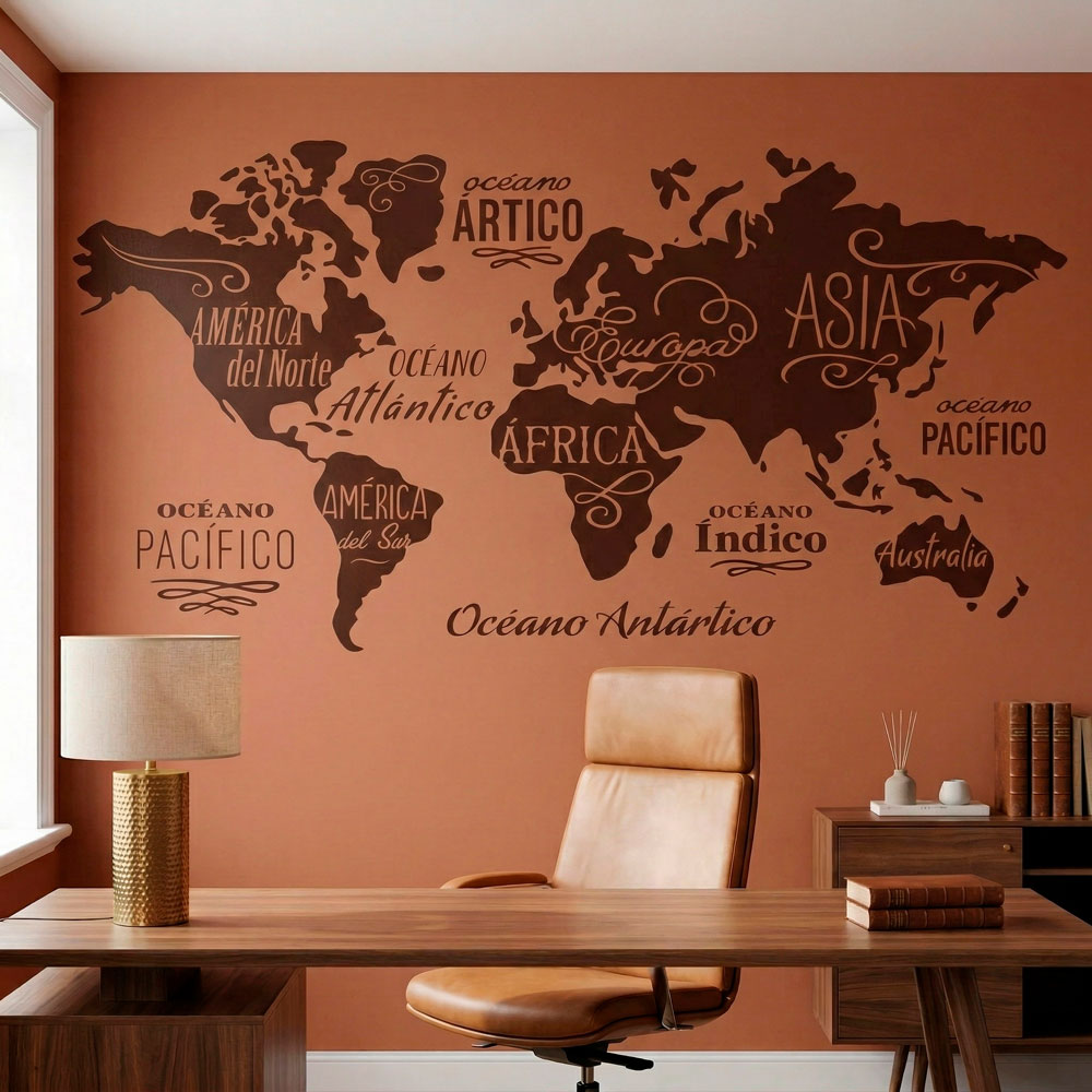 Wall Stickers: Map Mundi Oceans and Continents in spanish