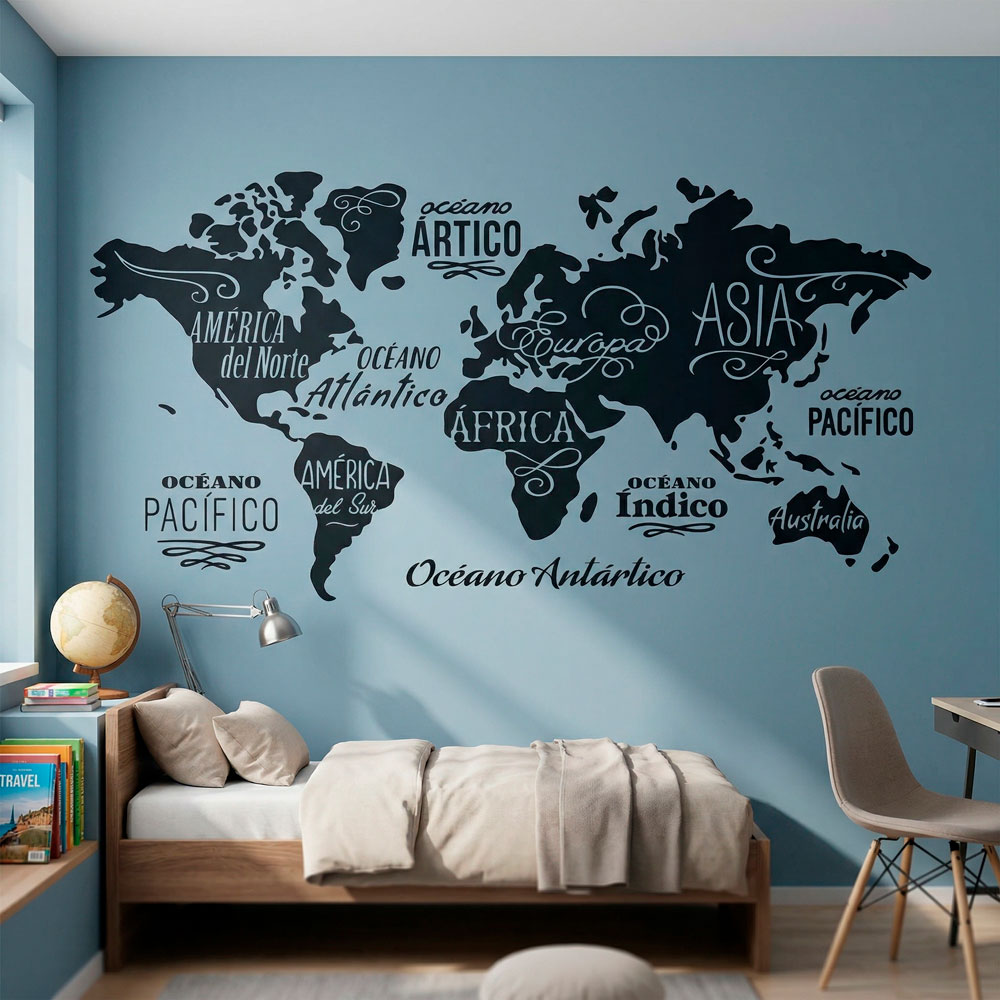 Wall Stickers: Map Mundi Oceans and Continents in spanish