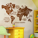 Wall Stickers: Map Mundi Oceans and Continents in spanish 3