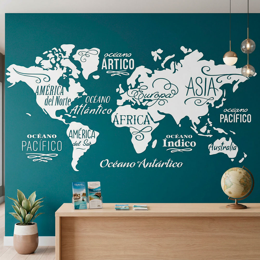 Wall Stickers: Map Mundi Oceans and Continents in spanish
