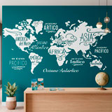 Wall Stickers: Map Mundi Oceans and Continents in spanish 8