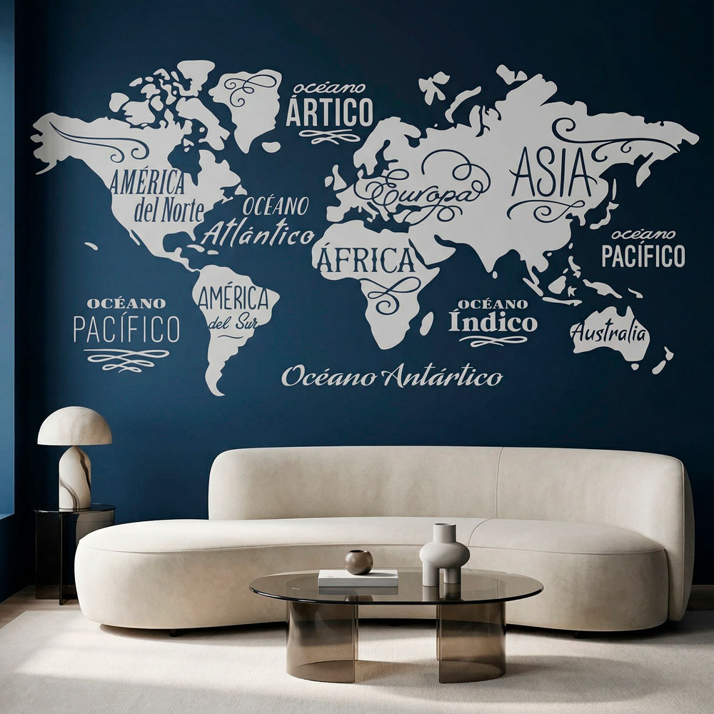 Wall Stickers: Map Mundi Oceans and Continents in spanish