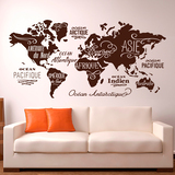 Wall Stickers: Map Mundi Oceans and Continents in French 4