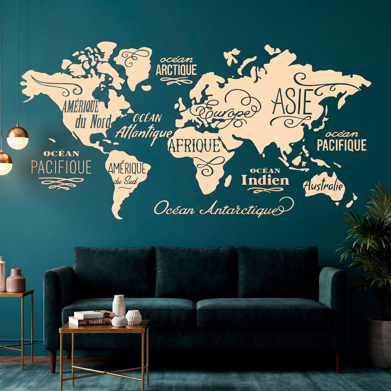 Map Mundi Oceans and Continents in French 5/7