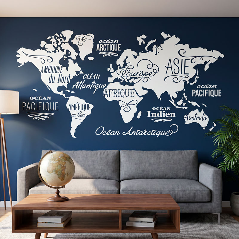 Map Mundi Oceans and Continents in French 7/7
