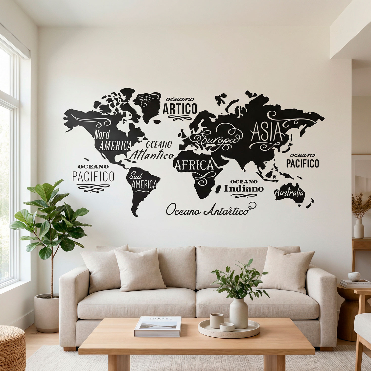 Wall Stickers: Map Mundi Oceans and Continents in Italian