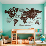 Wall Stickers: Map Mundi Oceans and Continents in Italian 16