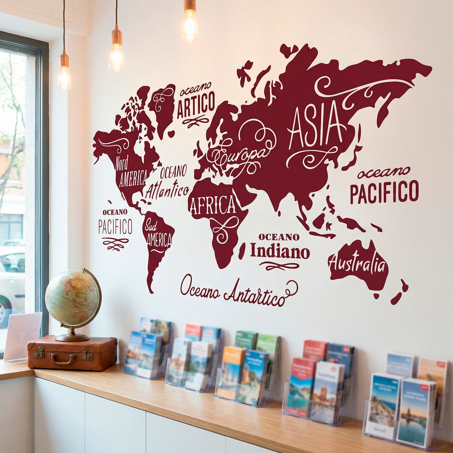 Wall Stickers: Map Mundi Oceans and Continents in Italian