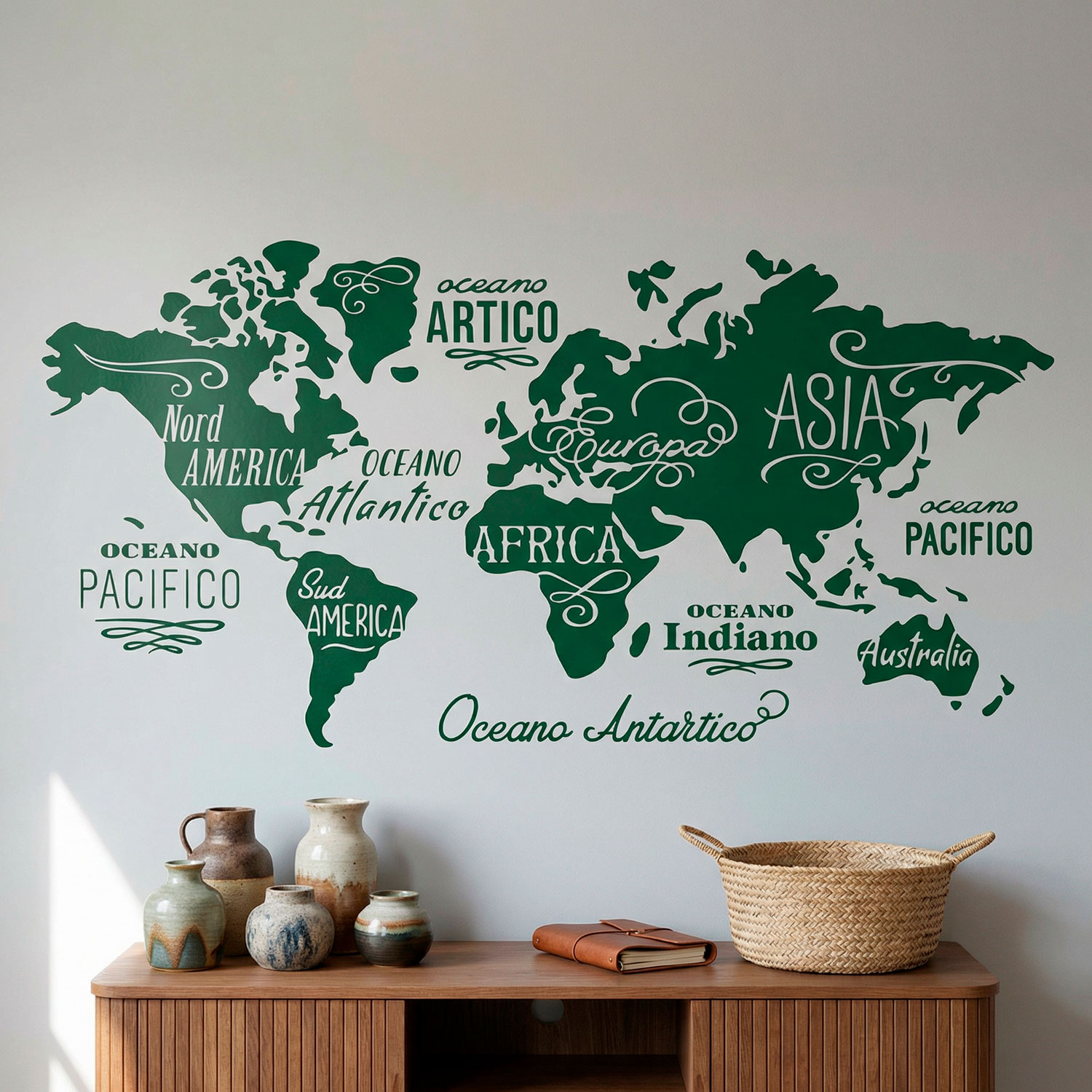 Wall Stickers: Map Mundi Oceans and Continents in Italian