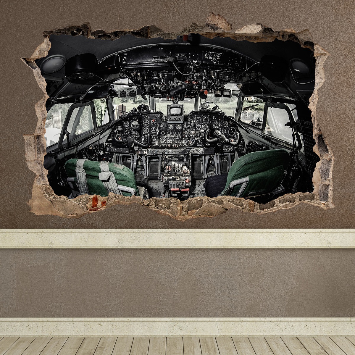 Wall Stickers: Hole Airplane Cockpit