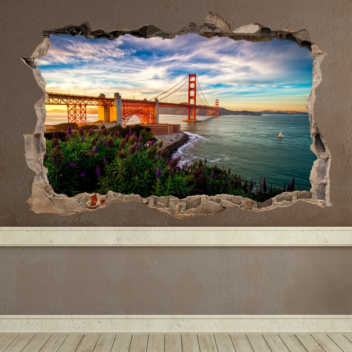 Wall Stickers: Hole Golden Gate San Francisco 4