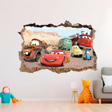 Wall Stickers: Wall sticker Hole Lightning McQueen and Friends 3