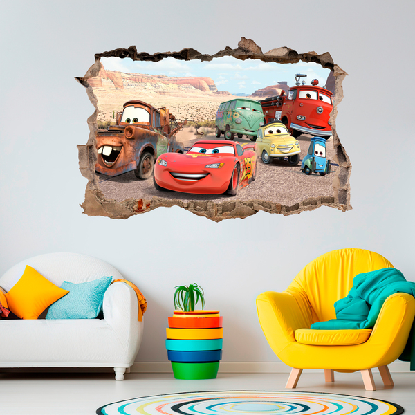Wall Stickers: Wall sticker Hole Lightning McQueen and Friends