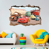 Wall Stickers: Wall sticker Hole Lightning McQueen and Friends 4