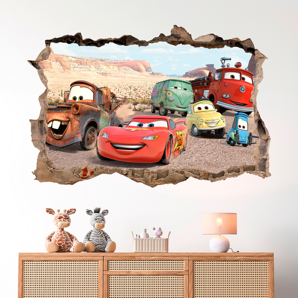 Wall Stickers: Wall sticker Hole Lightning McQueen and Friends