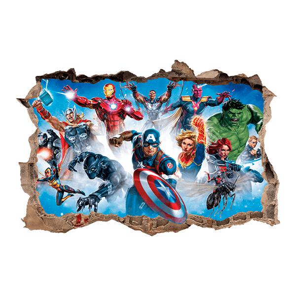 Wall Stickers: Wall sticker Hole Avengers Characters