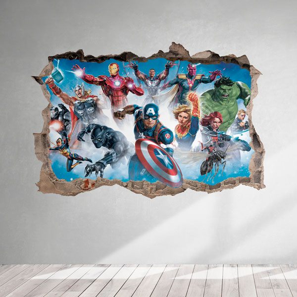 Wall Stickers: Wall sticker Hole Avengers Characters