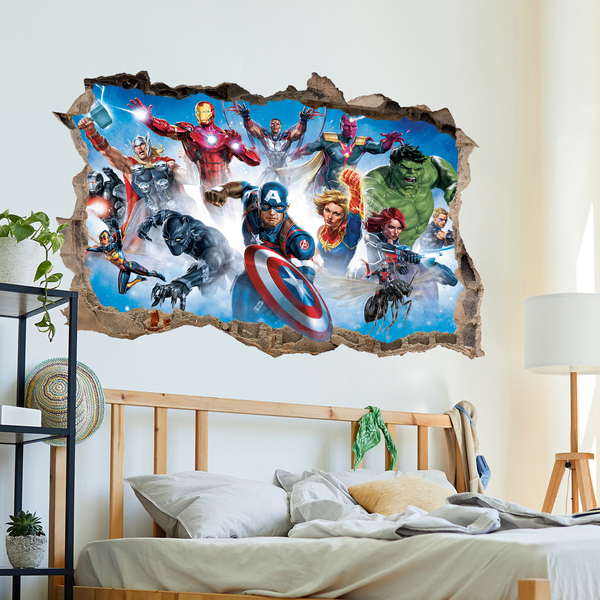 Wall Stickers: Wall sticker Hole Avengers Characters