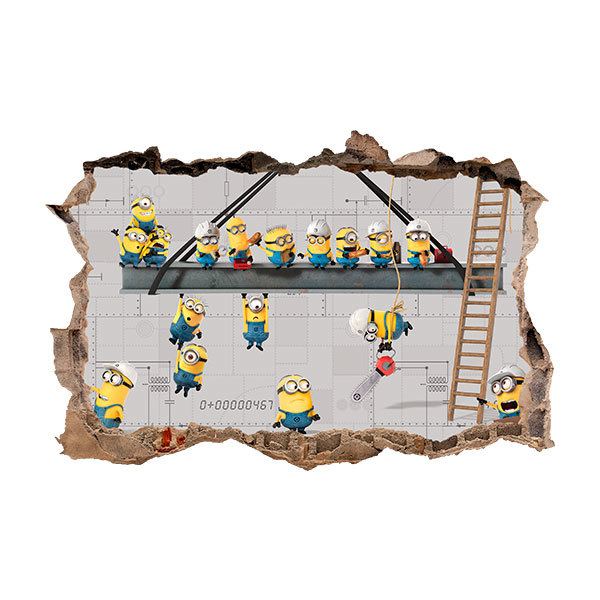 Wall Stickers: Wall sticker Hole Minions under Construction