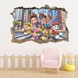 Wall Stickers: Hole Paw Patrol 3D 3