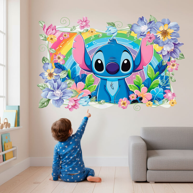 Stickers for Kids: Stitch Rainbow Floral
